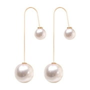 AYYUFE Earrings U-Shaped Double Sided Faux Pearl Gold Plated Ear Dangle Jewelry for Women Alloy,Faux Pearl White